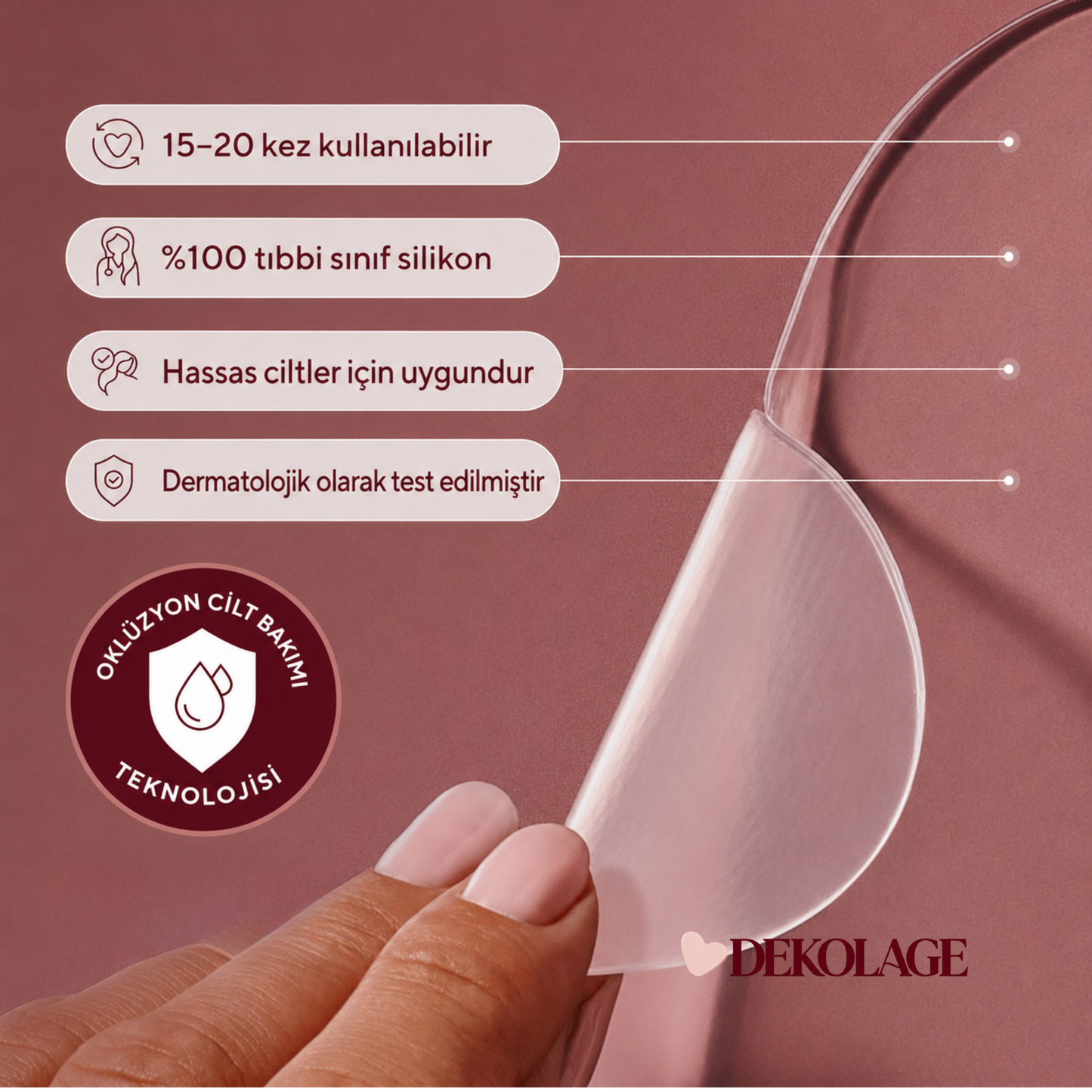 Dekolage™  Dekolte Çizgileri Karşıtı Silikon Bakım Pedi